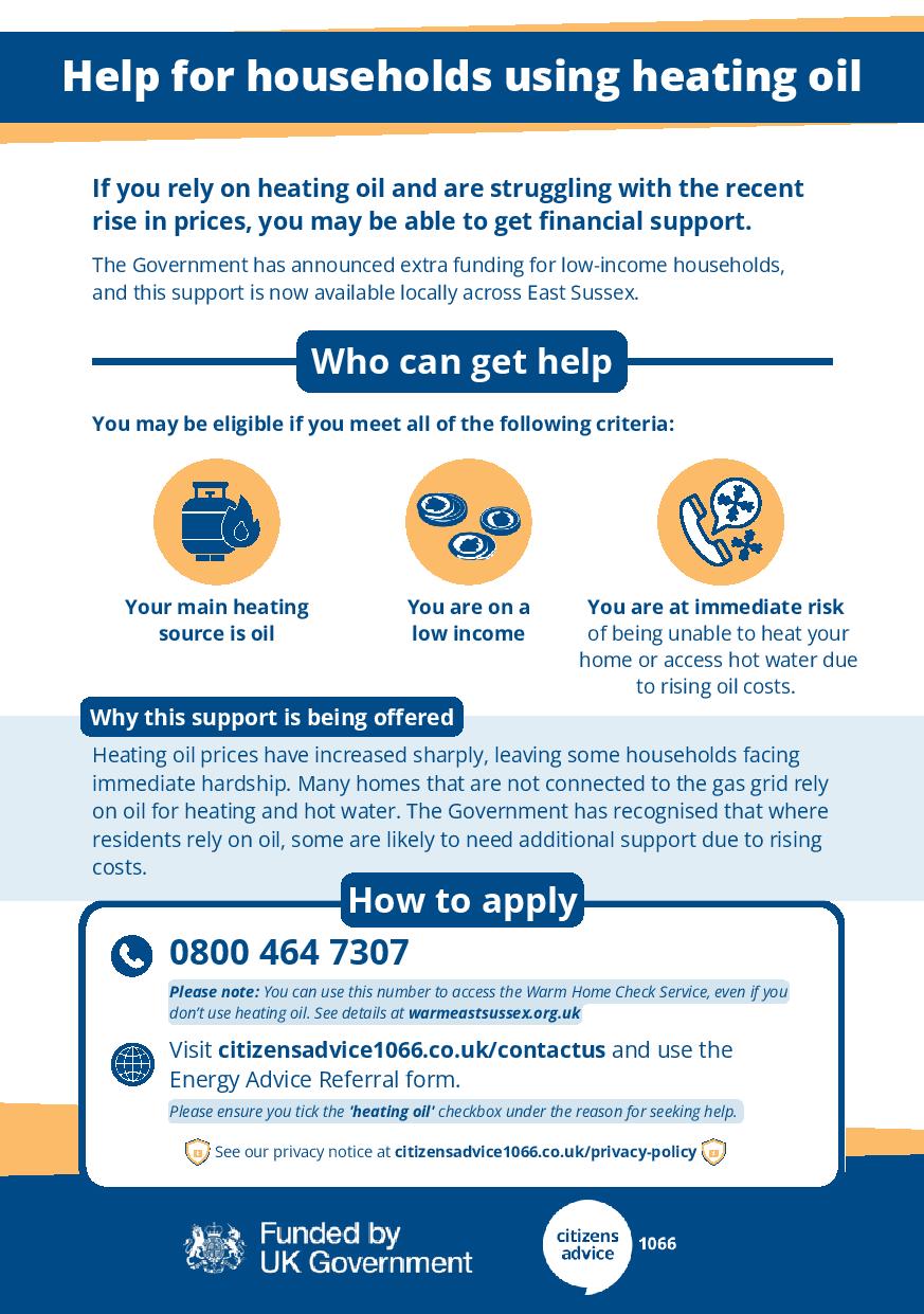 Help for Heating Oil Scheme